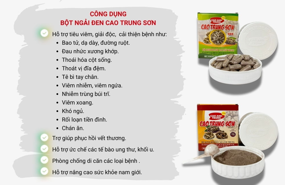 Công dụng của bột ngải đen Cao Trung Sơn