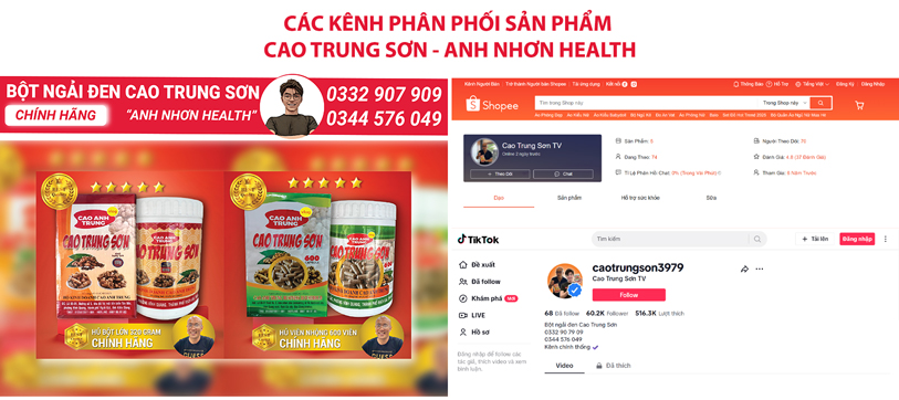 Các kênh phân phối sản phẩm Cao Trung Sơn từ Anh Nhơn Health